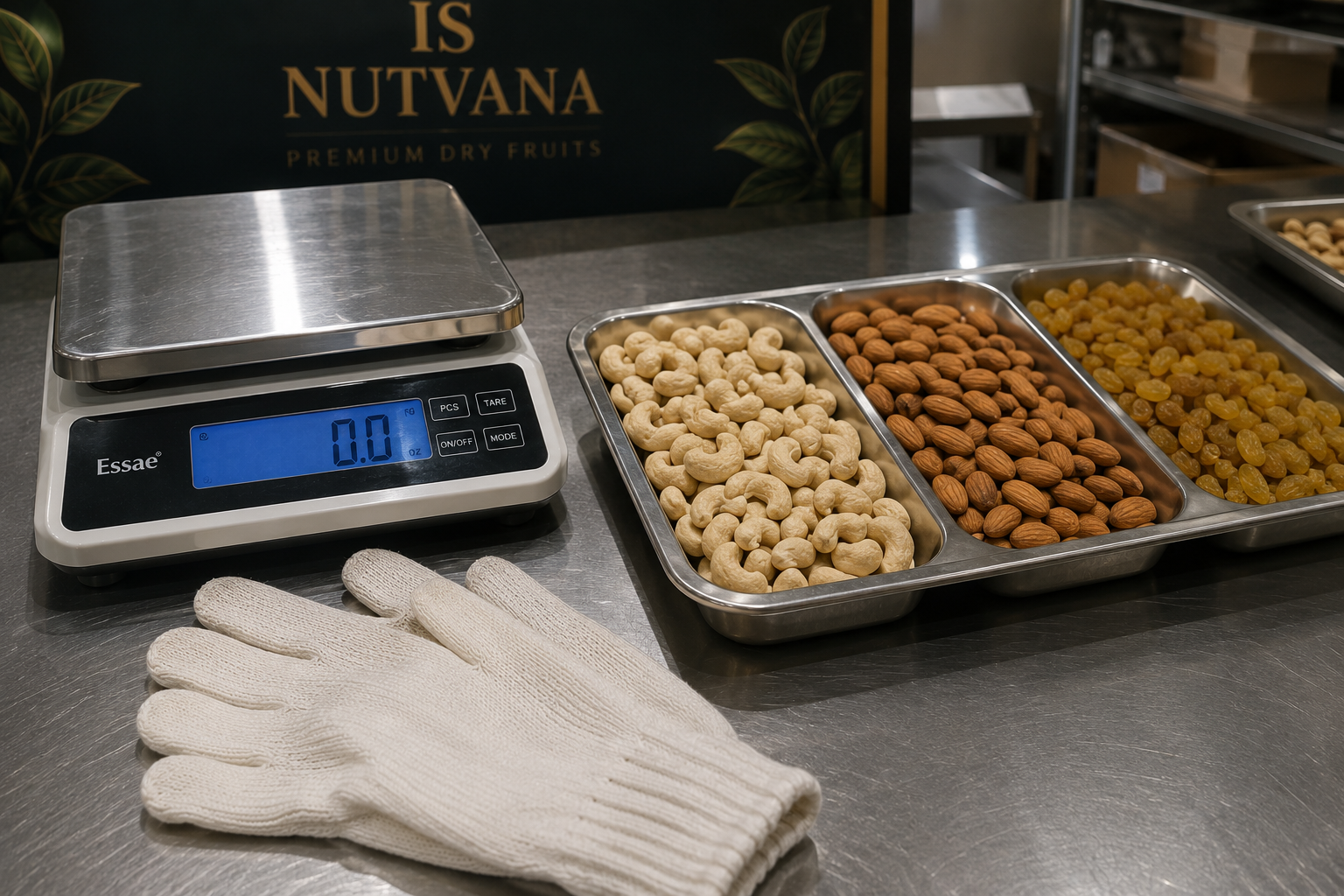 Quality inspection — grading cashews, almonds, and raisins